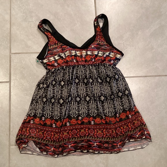 Danify Tribal Print Cut Out Tankini Set with Boy Shorts Slimming Swimdress - Picture 4 of 7